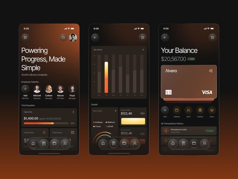 Finance App UI UX Design | Fintech Mobile App Dark UI