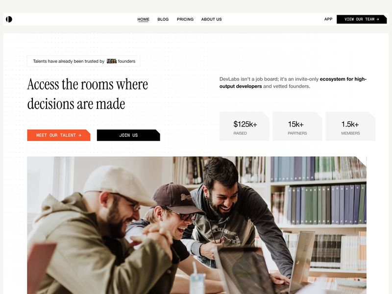 Access the Rooms — Minimalist Talent Network UI ⚡