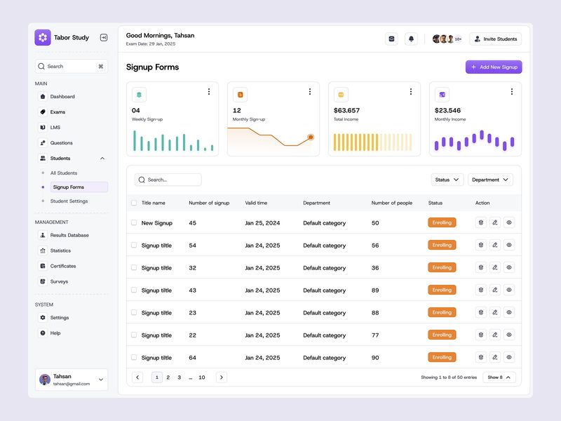 Exam Management Dashboard UI Kit