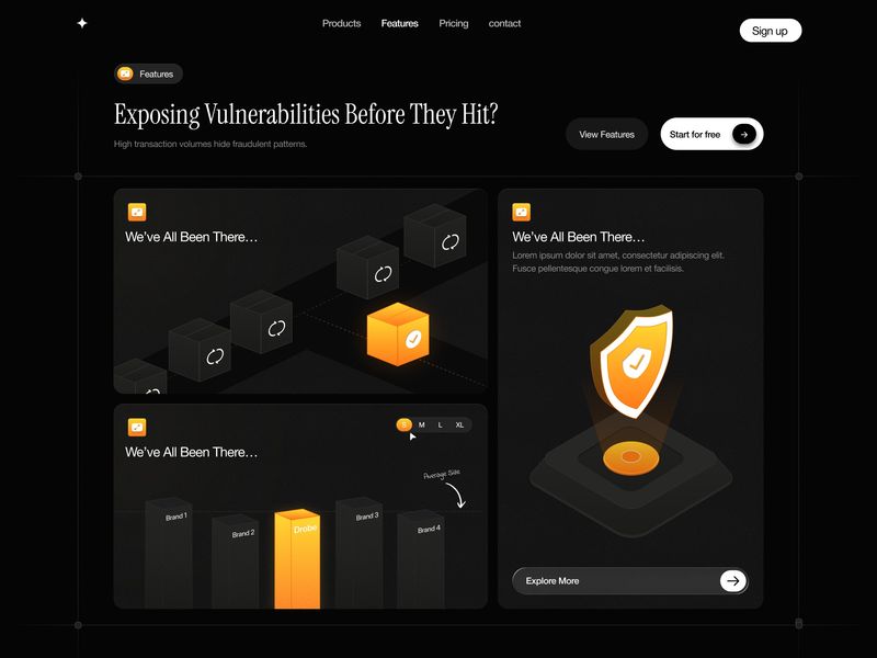 🛡️ Threat Detection & Risk Management Dark Bento Feature Layout