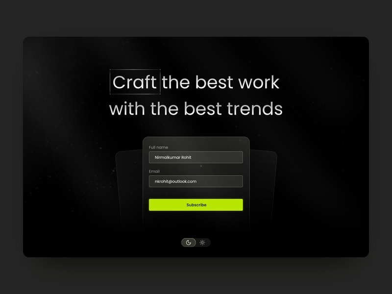 Hero section for a newsletter subscription