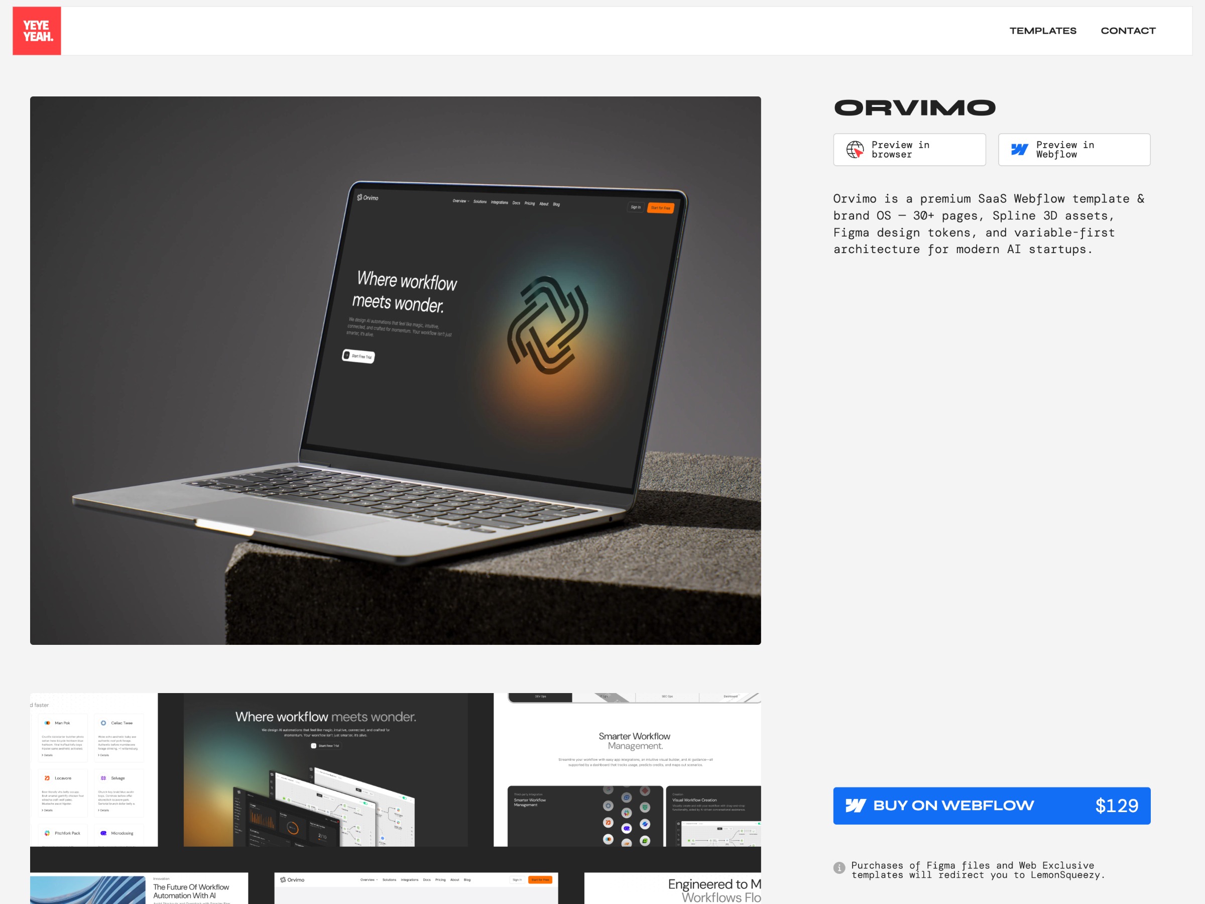 Yeyeyeah – Premium Webflow Templates for Creators, Founders & Makers Image 0
