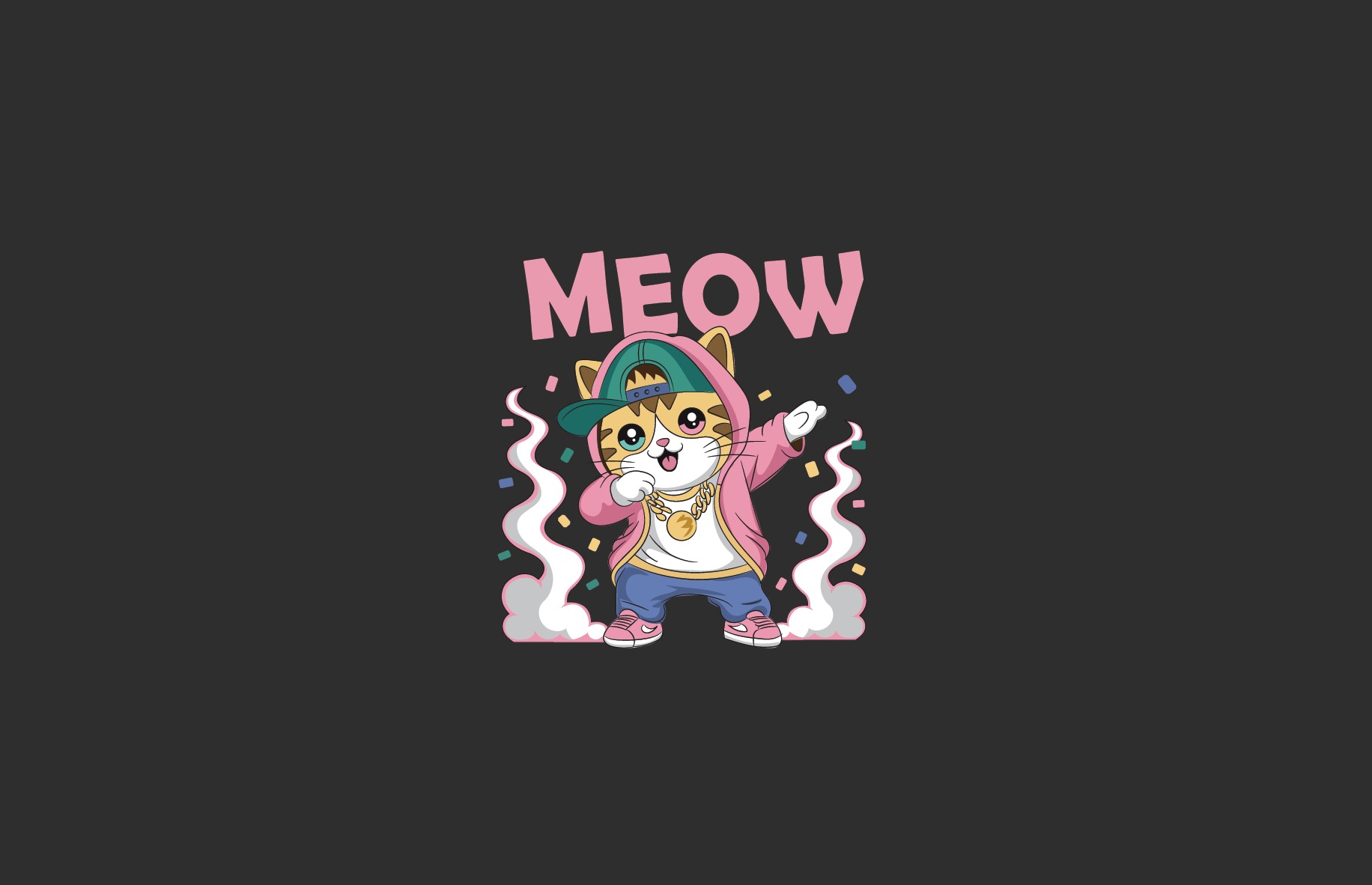 Cute cat mug illustration set hip hop chill mode lets roll ceramic mug print templates