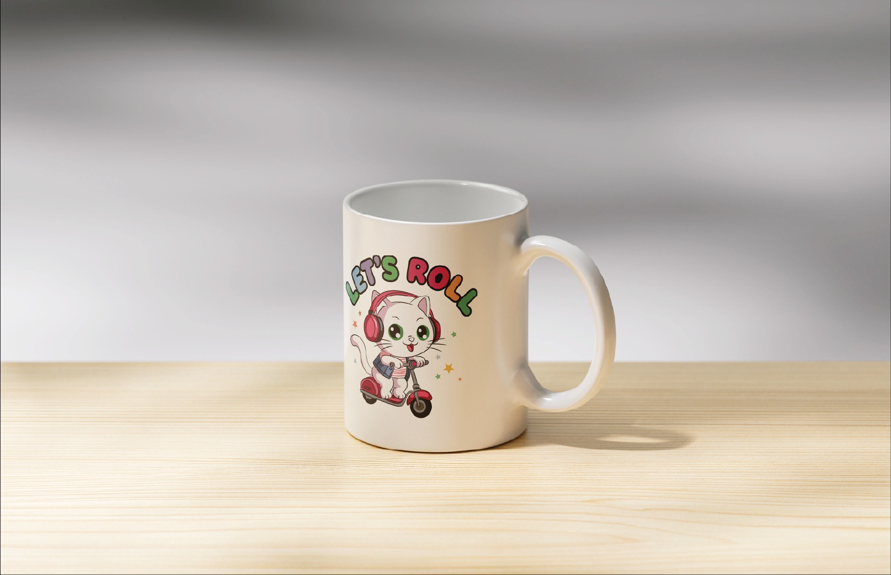 Cute cat mug illustration set hip hop chill mode lets roll ceramic mug print templates Image 6