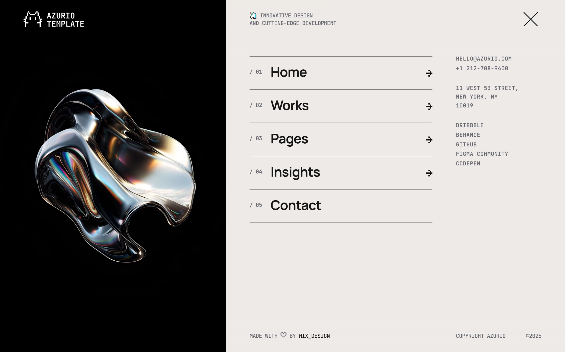 Menu interaction for Azurio template Image 0
