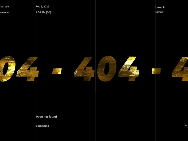404 Page - 3D waving golden text