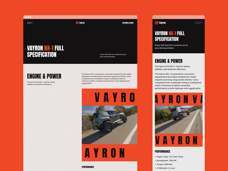 VAYRON — Electric Vehicle Website Template