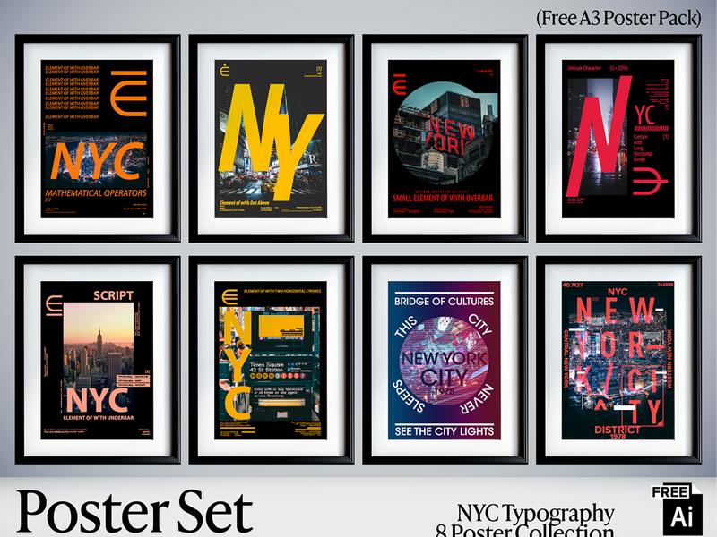 NYC Typography — 8 Poster Collection