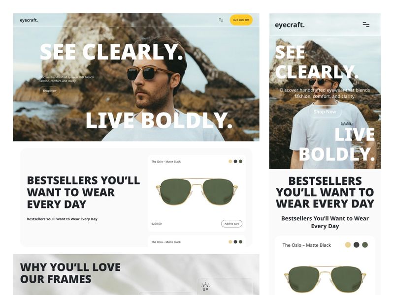 Eye Craft — Landing Page for Eyewear Brand