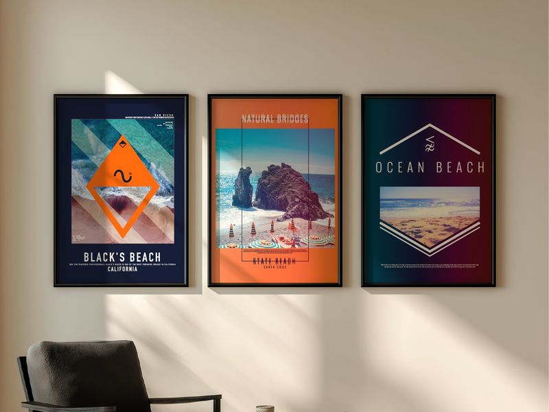 California Beaches Poster Series – Free AI Vector Files