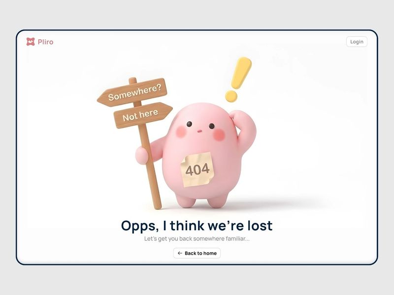 404 Error Page with 3D Confused Mascot