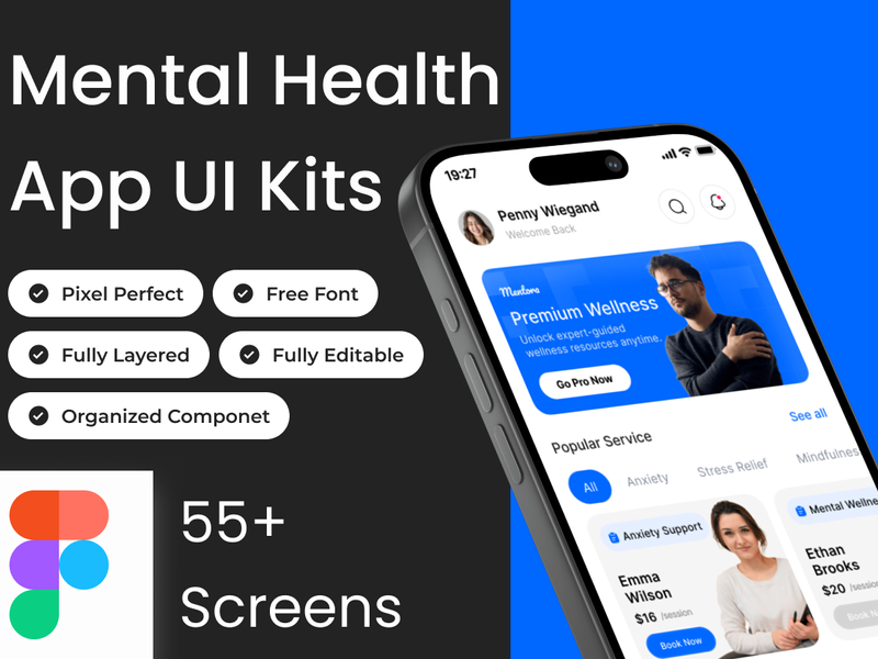 Mentora - Mental Health App Ui Kits - Mobile design asset by ui8