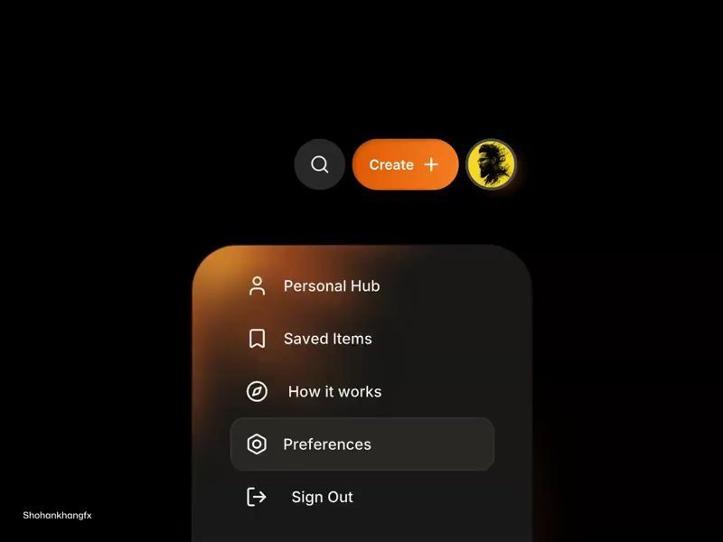 SaaS Dashboard Dropdown Menu