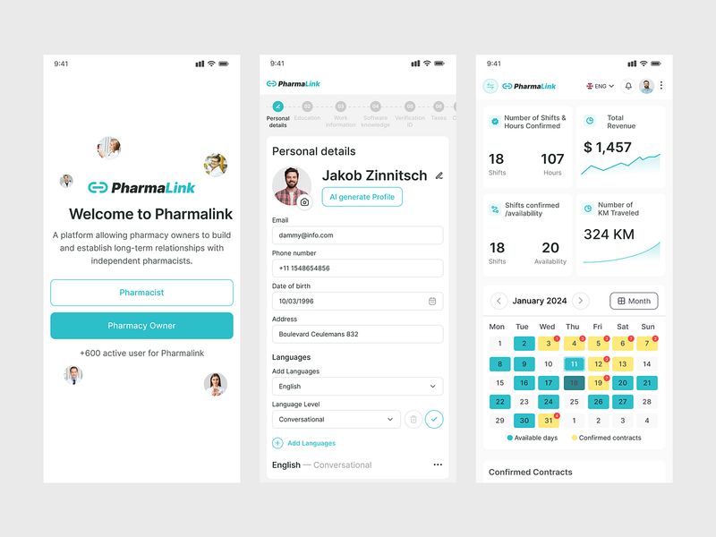 PharmaLink - Pharmacist Profile Management