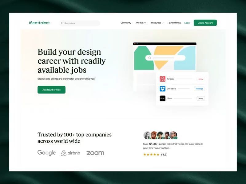 Meettalent Job Platform UI Exploration