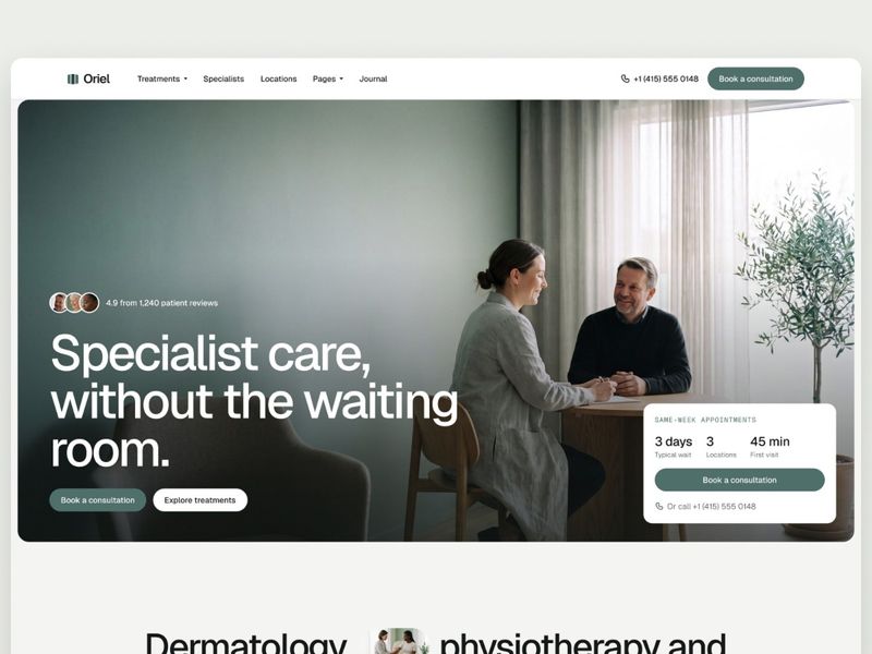Oriel: Private Clinic Website Template