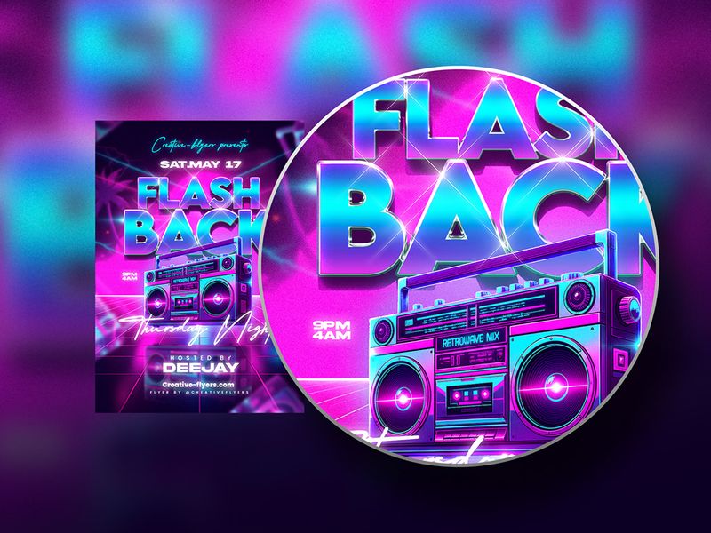 Retro Flashback – 80s Neon Synthwave Flyer