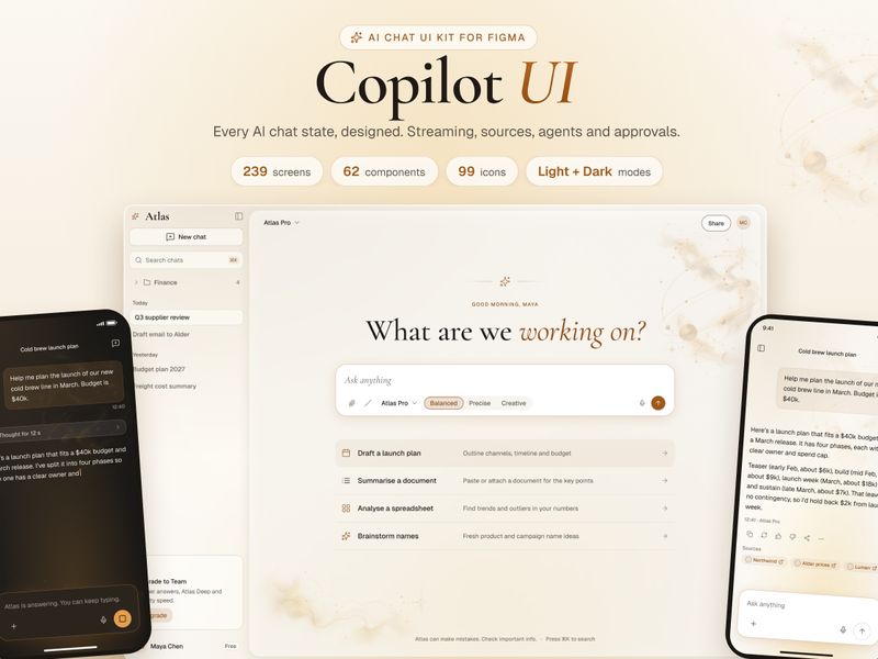 AI Chat UI Kit : Copilot UI - design asset by UI8