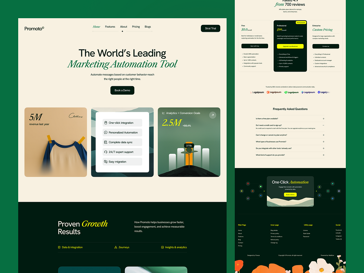 Promoto - Marketing Automation SaaS Website UI/UX Design