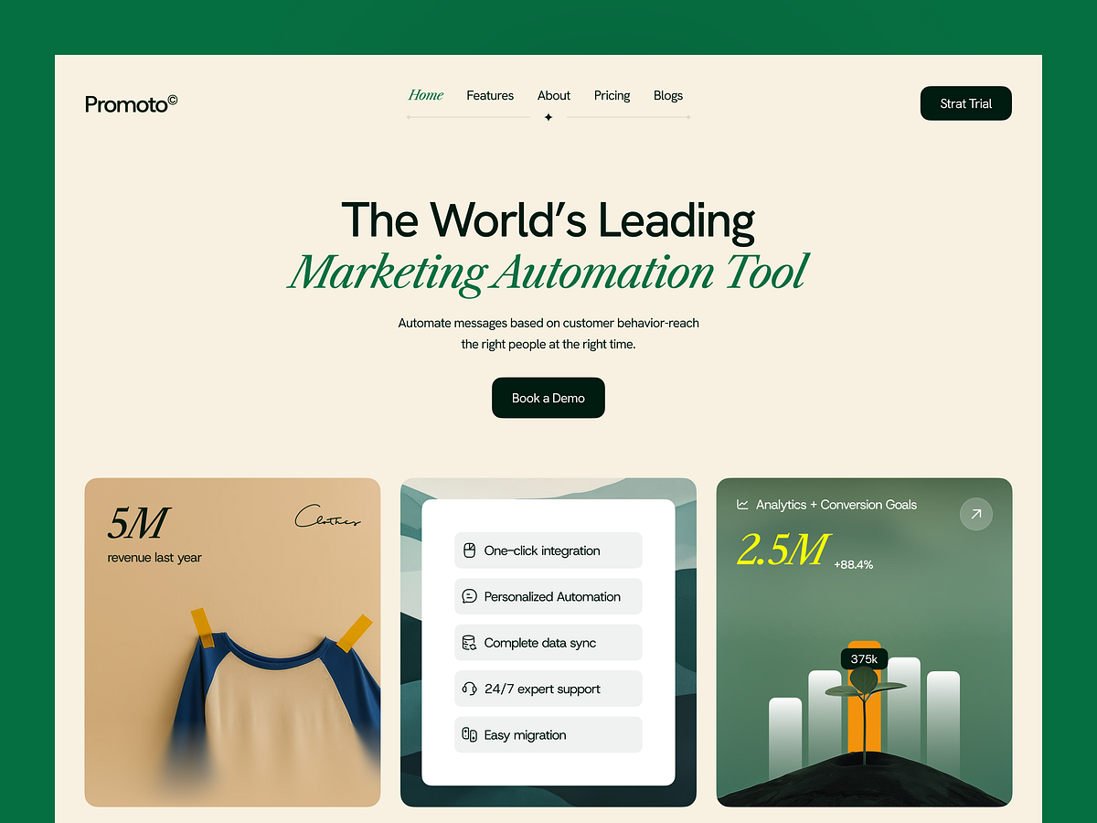 Promoto - Marketing Automation SaaS Website UI/UX Design Image 0