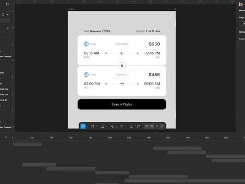 Animated Flight UI Card - Figma Motion