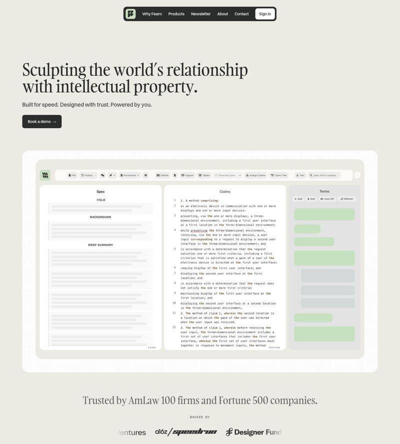 Screenshot taken from fearn.ai