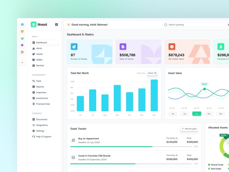 Fintech Asset Management - Enterprise SaaS Dashboard UI Design