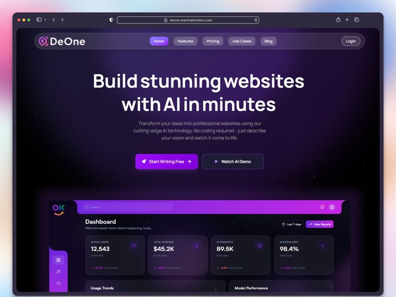 DeOne — Ultra-Premium AI SaaS Landing Page (React 19 & Tailwind v4)