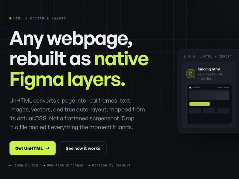 UnHTML · Turn any webpage into native, editable Figma layers