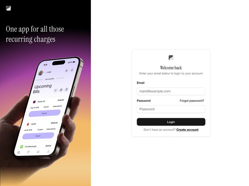 One App — Premium Subscription Tracking Login Experience ✨