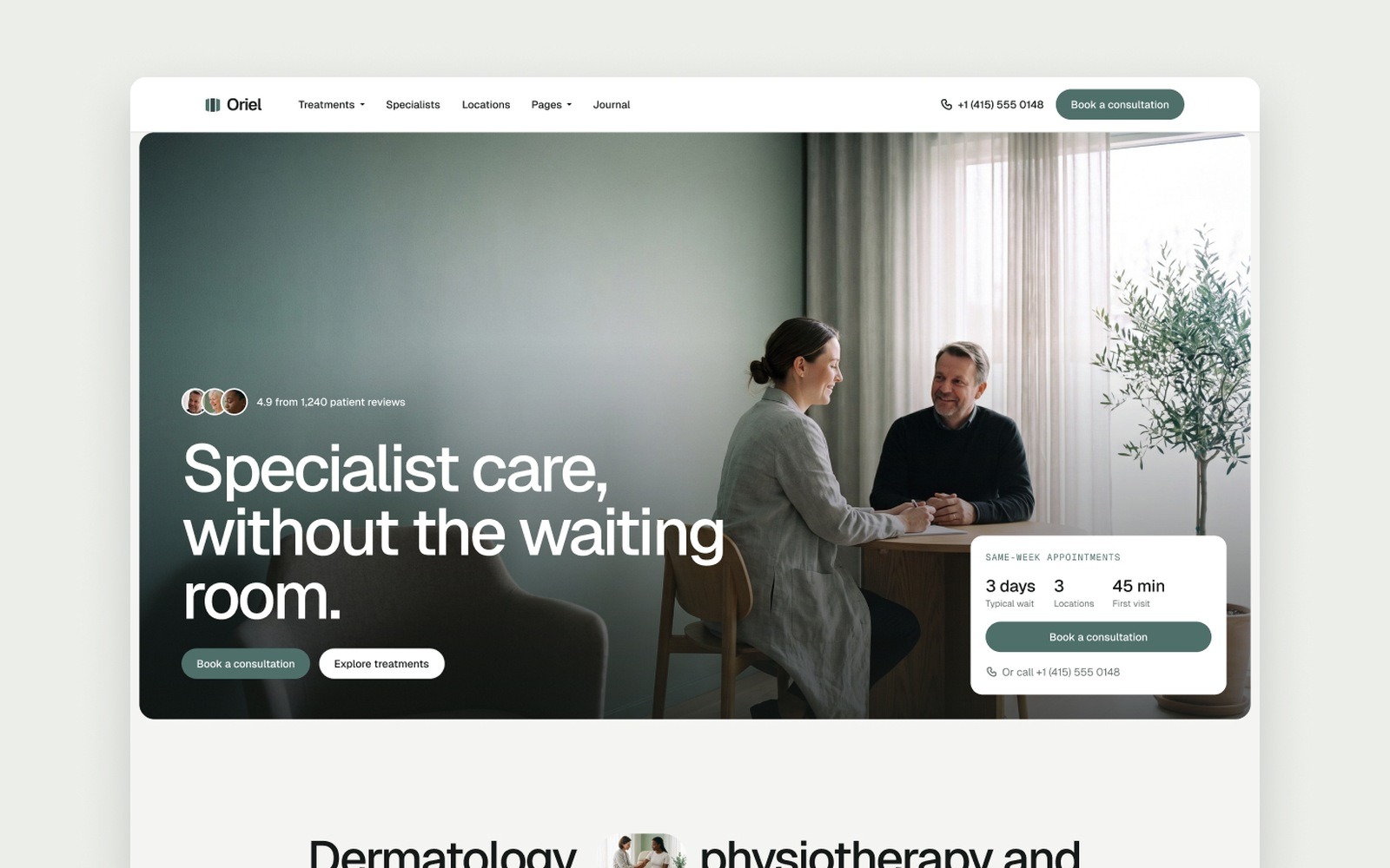 Oriel: Private Clinic Website Template Image 0