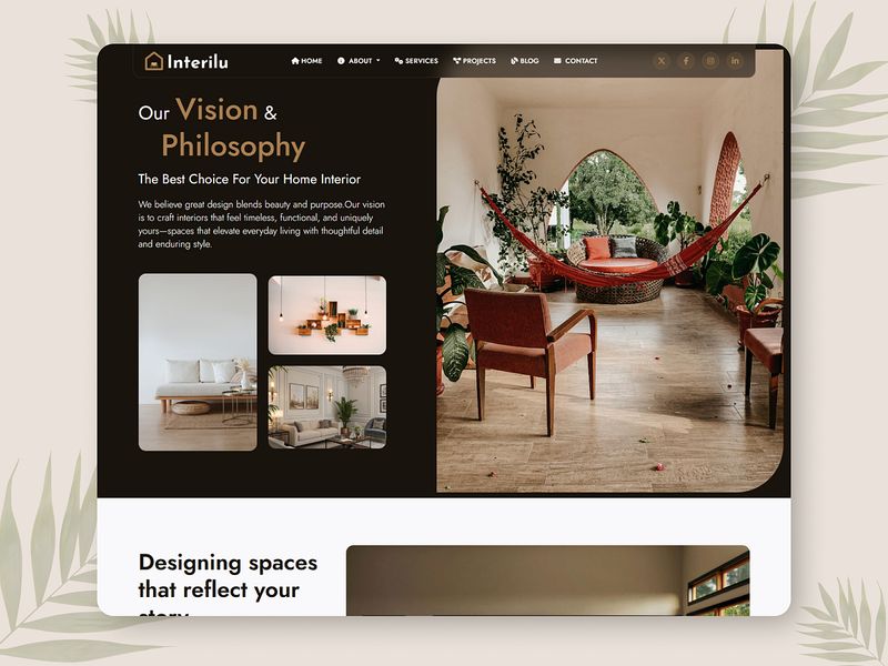 Interilu — Interior & Architecture About Us Page UI