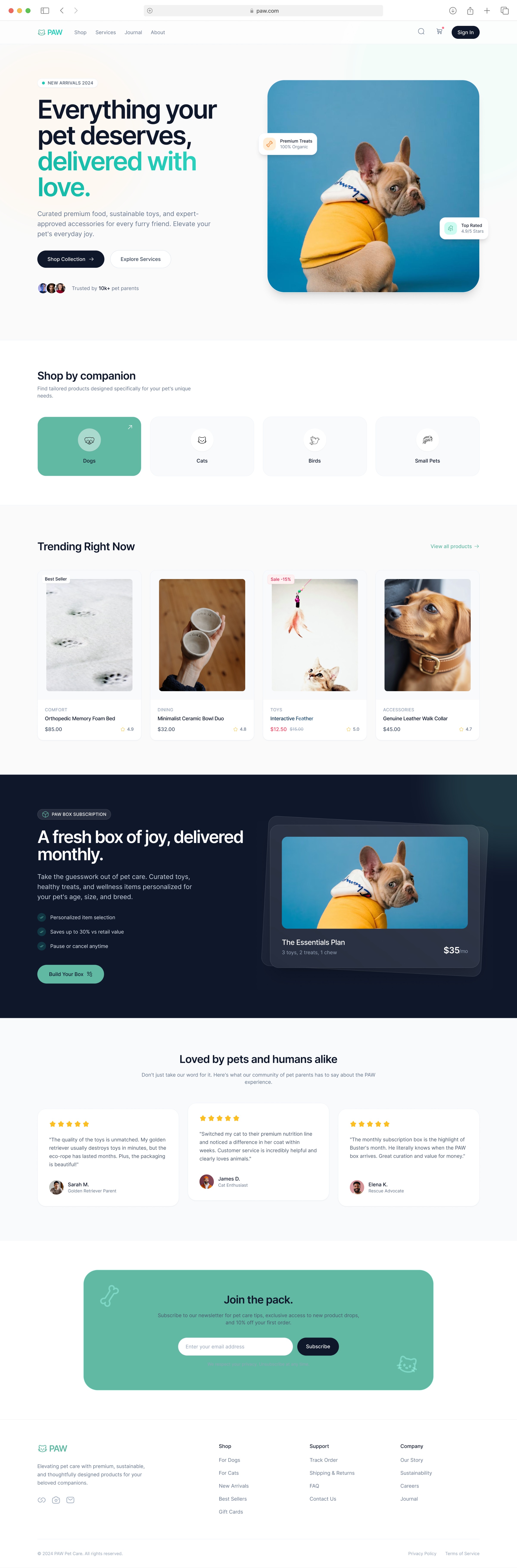 Pet eCommerce Website UI Design Image 1