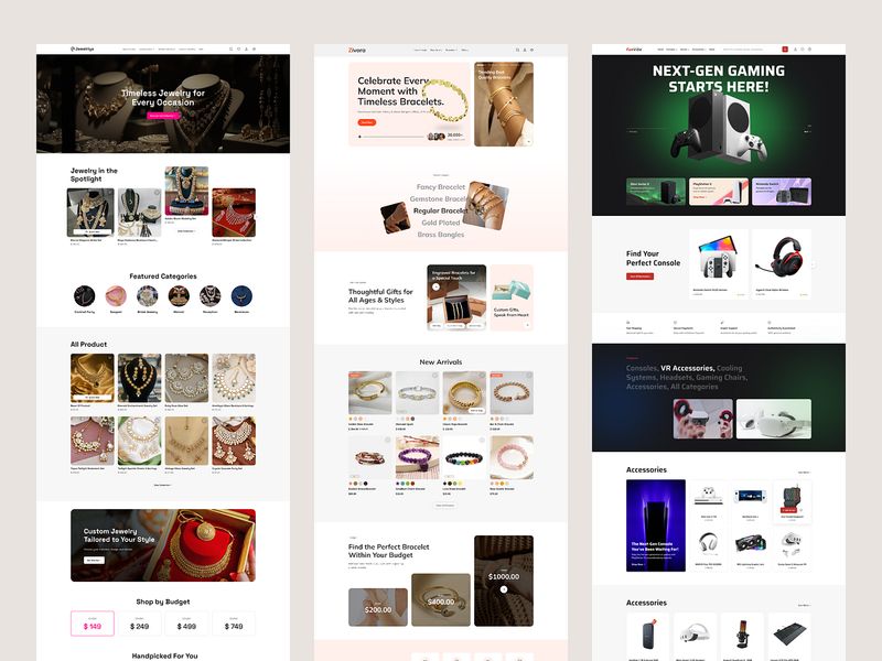 E-Commerce Website Collection | Jewelry, Accessories & Gaming UI
