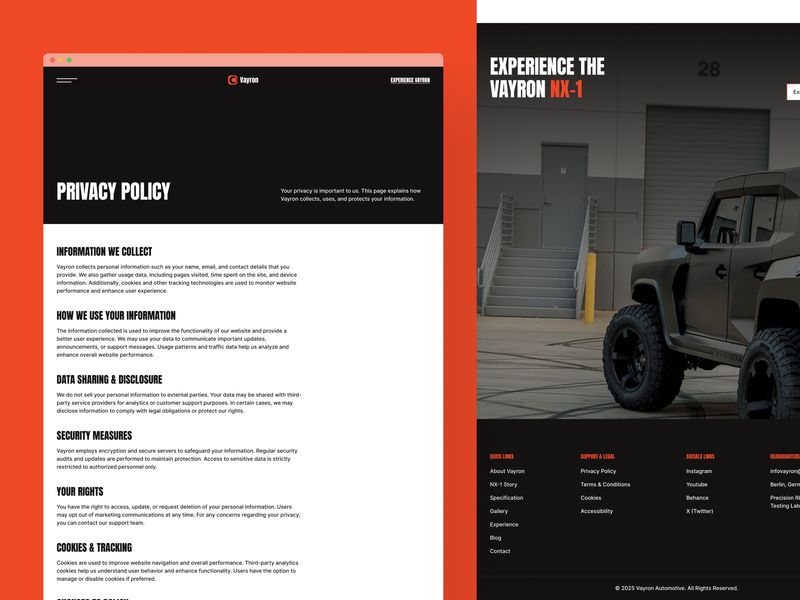 VAYRON — Electric Vehicle Website Template