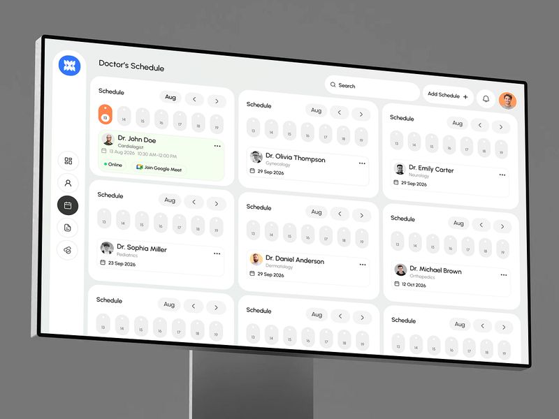 Doctor Appointment Schedule UI | Healthcare Dashboard Web App