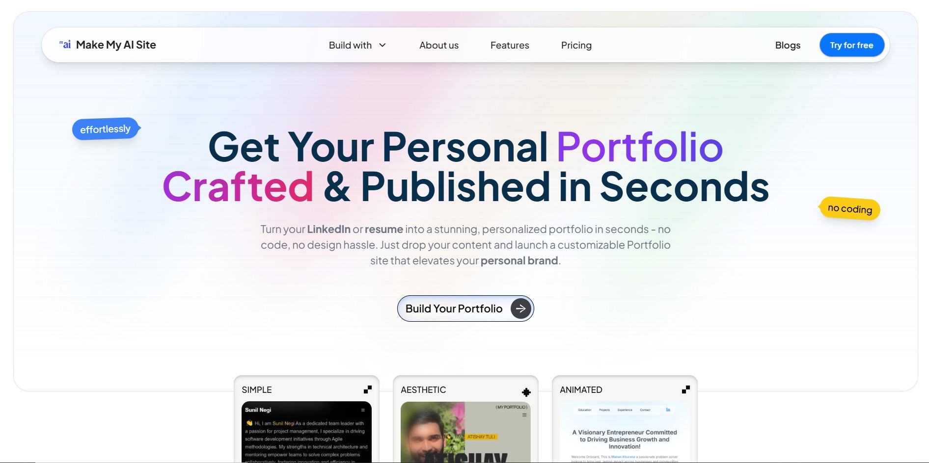 MakeMyAISite : AI-Powered Portfolio Builder
