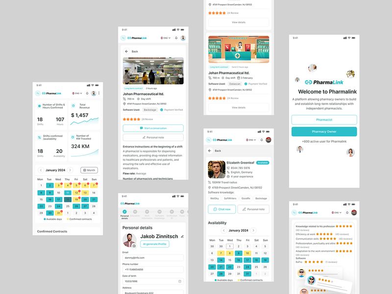 PharmaLink - Core Mobile App Screens