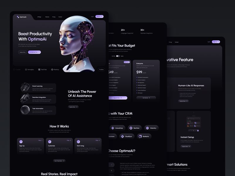 OptimaAI — Free Website Template for Framer