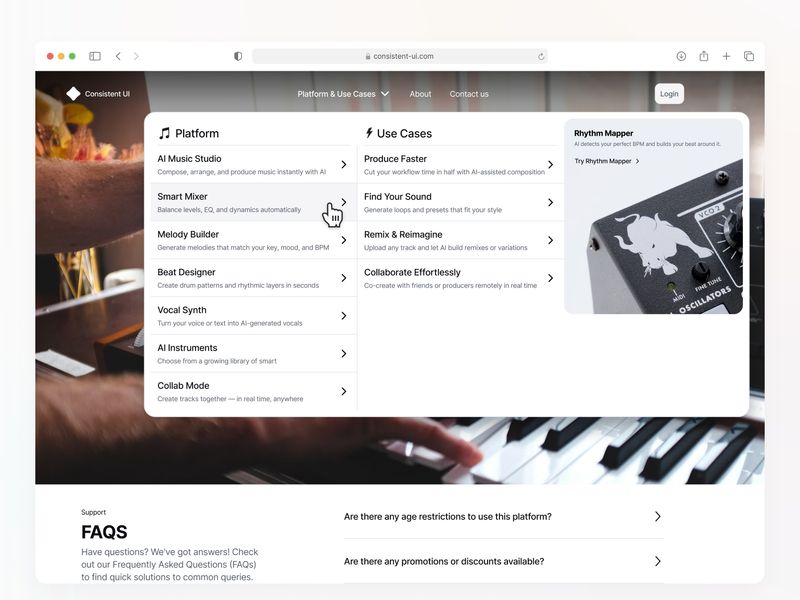 Website menu - Consistent UI