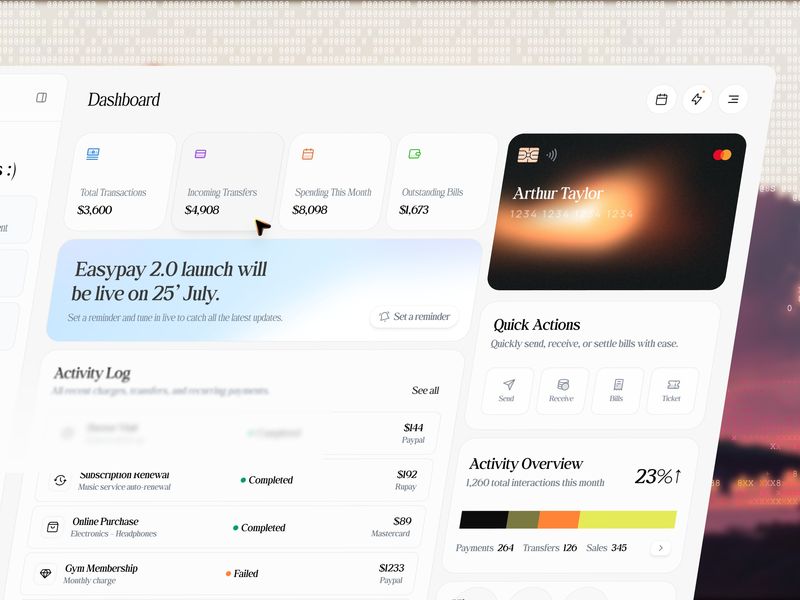 Smart Money Dashboard — Modern FinTech Interface & Wallet UI 📊