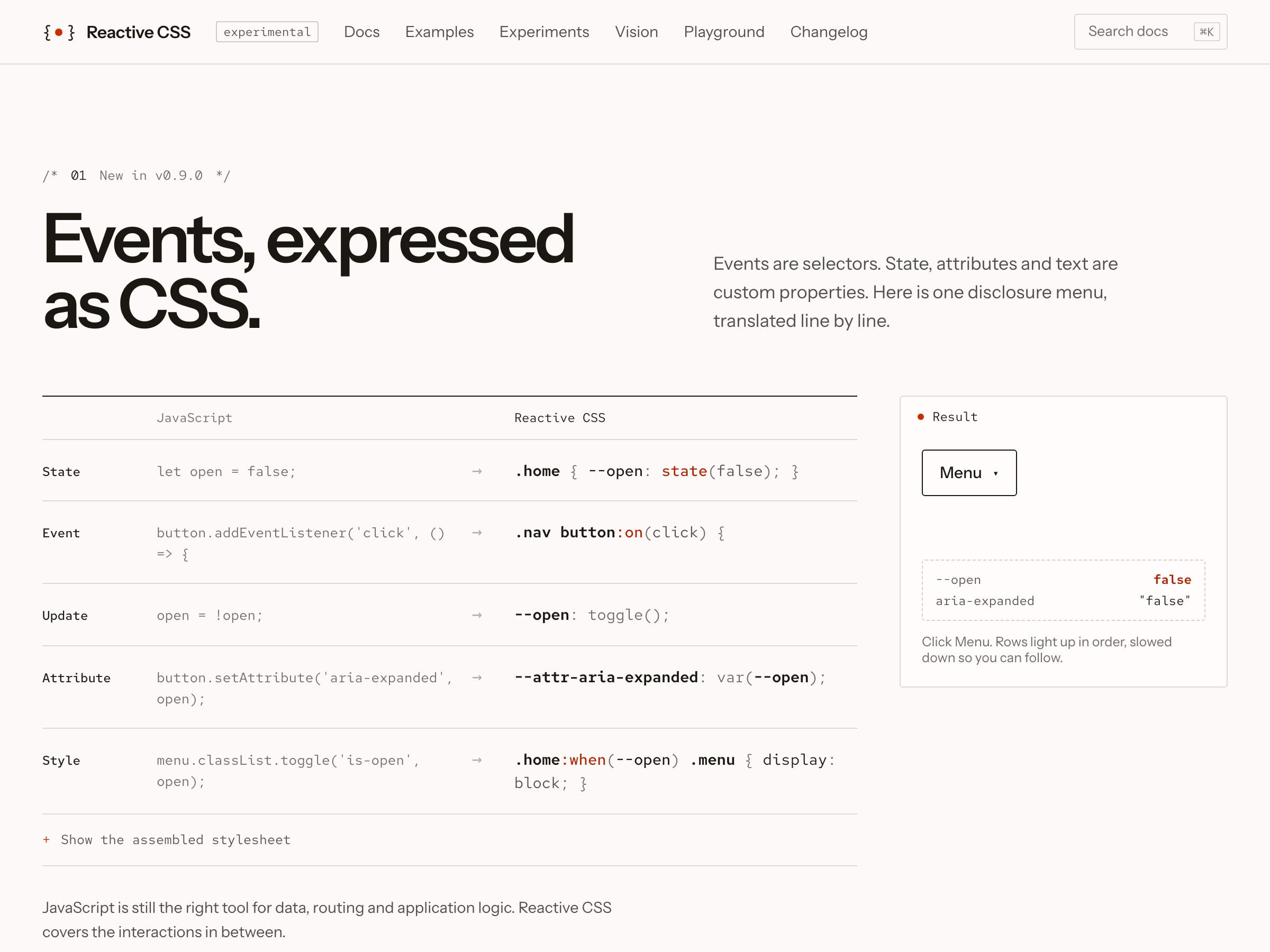 Reactive CSS · State and events in the CSS you already write Image 0