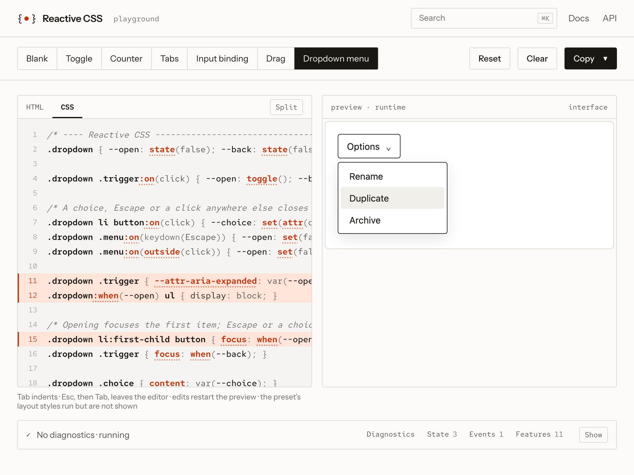 Reactive CSS · State and events in the CSS you already write Image 2