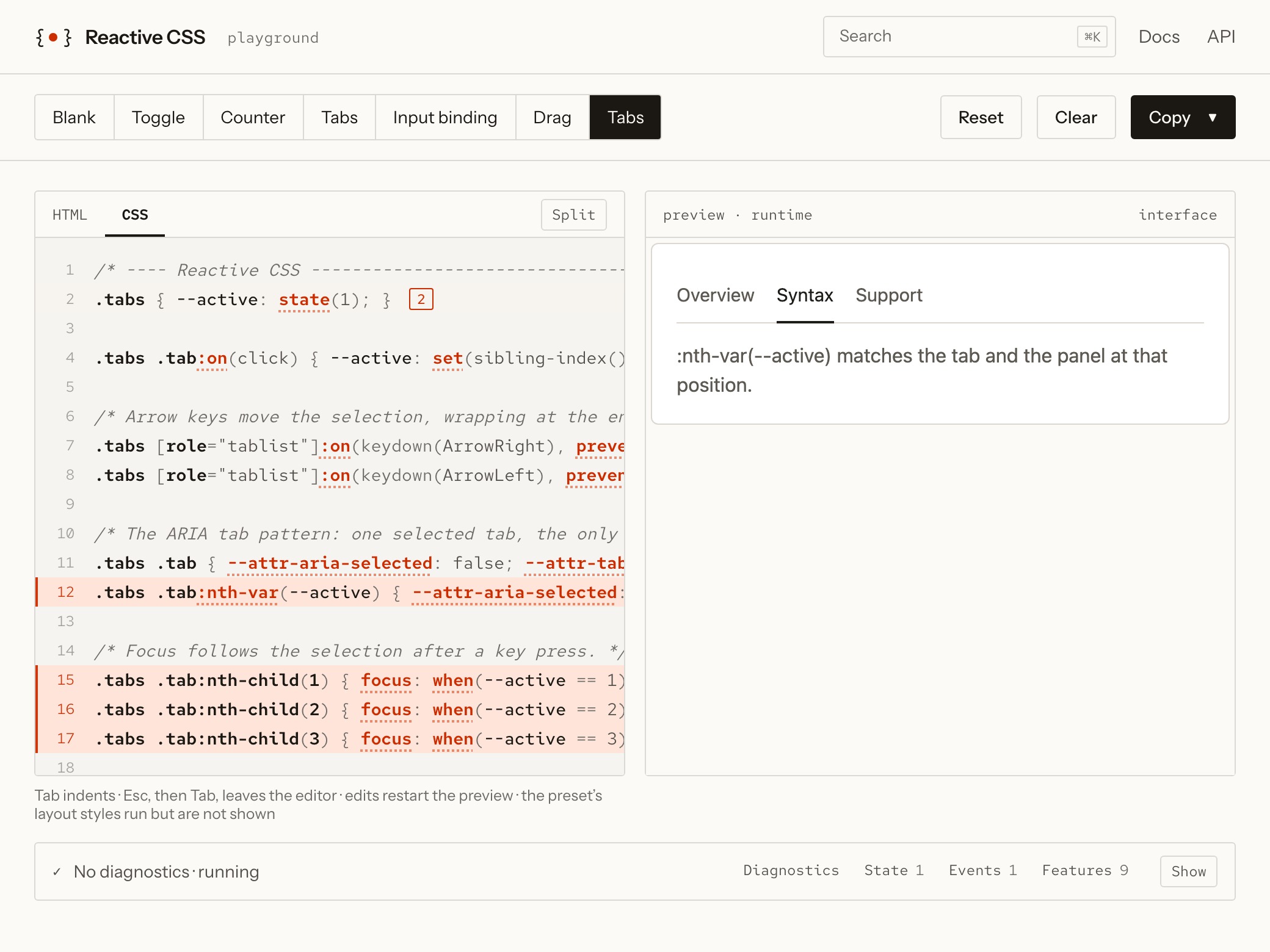 Reactive CSS · State and events in the CSS you already write Image 3