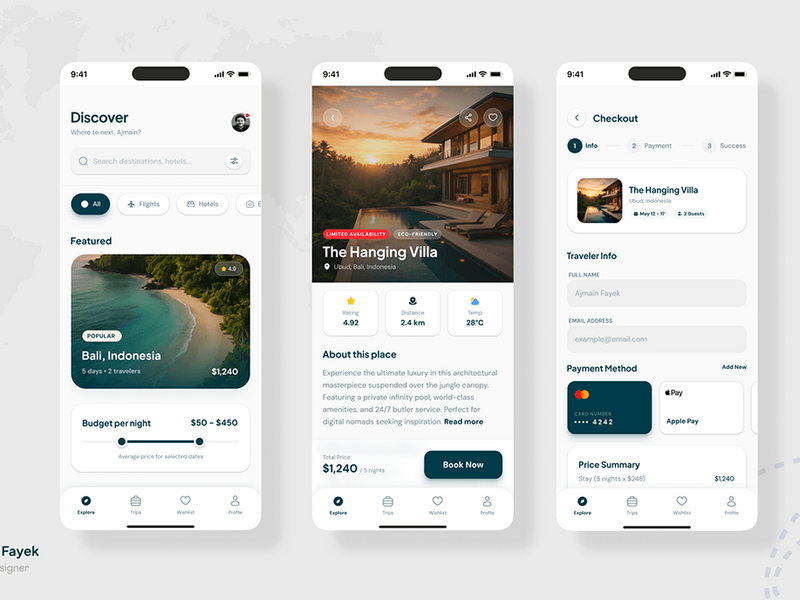 Trip Booking MVP Mobile Design