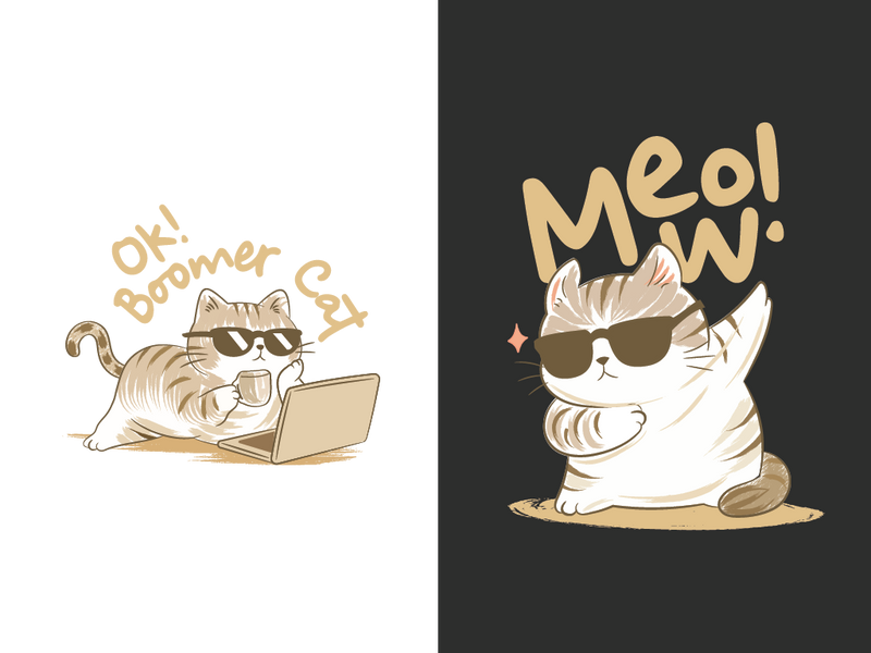 Kawaii Cat Dab T-Shirt Design – Cute Meme Style