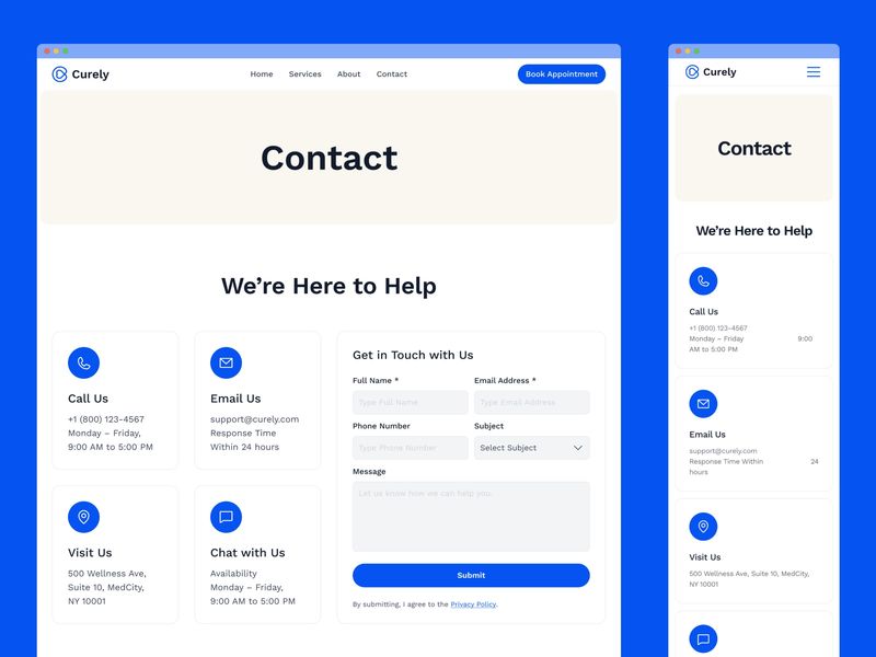 Curely · Health Care Website Template