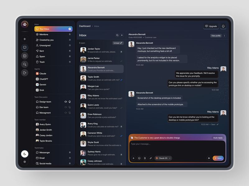 AI Customer Support Dashboard UI Design