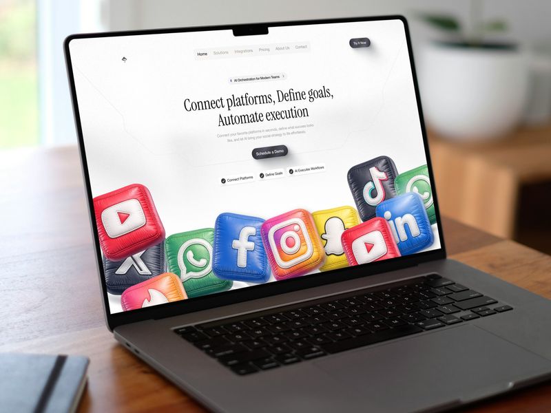 Connect & Automate — 3D Social Media Automation Landing Page 📲