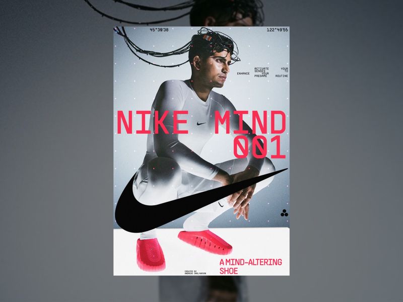 Nike Mind 001 — Experimental Sports Poster with Editorial Typography